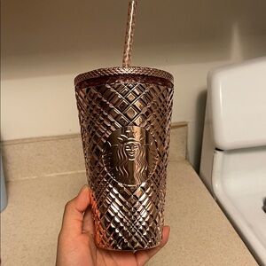 Starbucks Rose Gold Tumbler with Straw